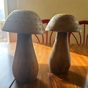 Wooden Mushroom Decor Set